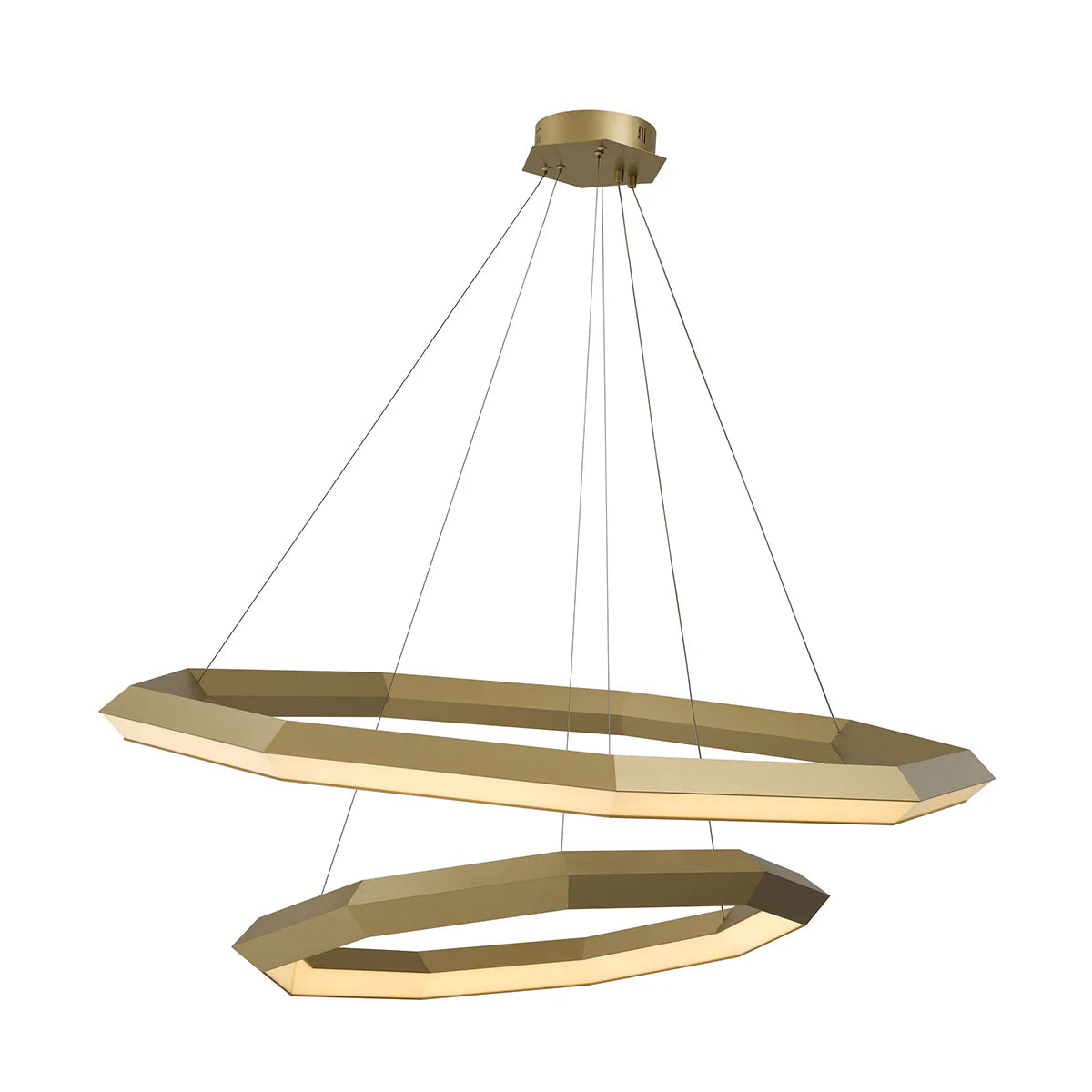 Modern Double Ring, LED Ceiling Light Chandelier in Antique Brass Finish