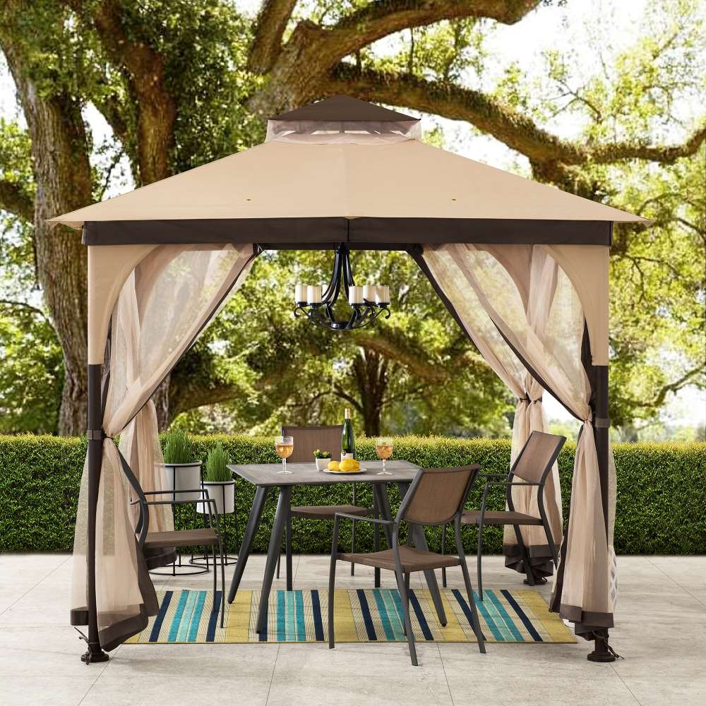 9 x 9 ft, Outdoor Gazebo with Soft Top Canopy and Mosquito Netting
