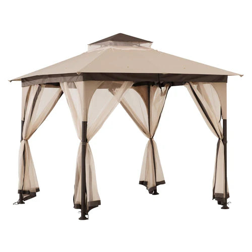 9 x 9 ft, Outdoor Gazebo with Soft Top Canopy and Mosquito Netting
