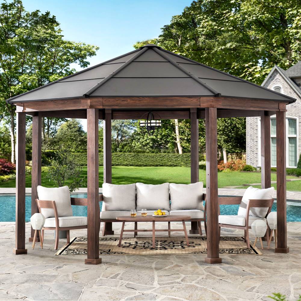 15 ft, Octagon Outdoor Gazebo with Aluminum Roof and Frame