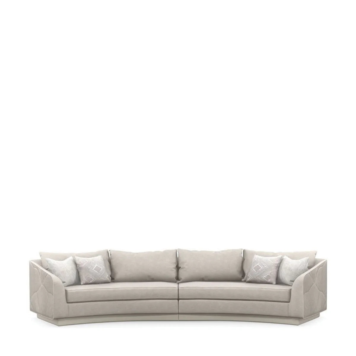 Living Room Curved Sofa with Quilted Back Design and Accent Pillows