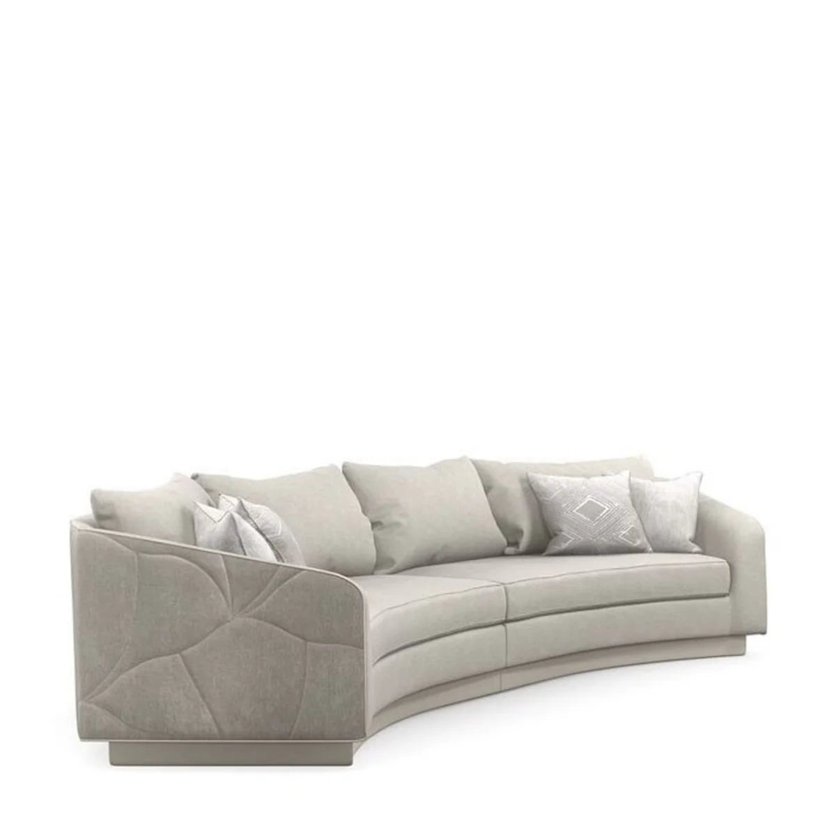 Living Room Curved Sofa with Quilted Back Design and Accent Pillows