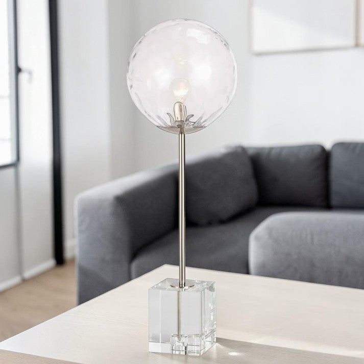 Modern Glass Globe Table Lamp with Nickel Base