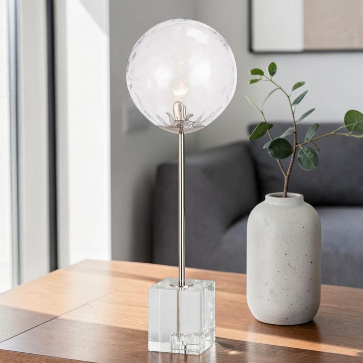 Modern Glass Globe Table Lamp with Nickel Base