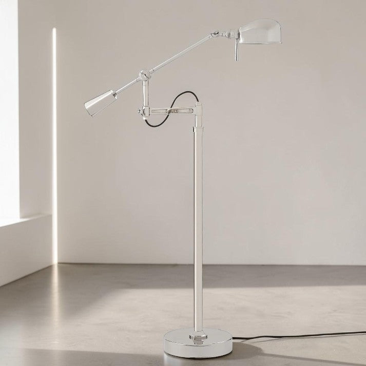 Adjustable Boom Arm Floor Lamp in Polished Nickel