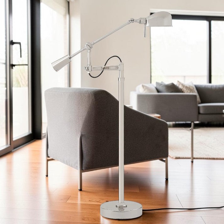 Adjustable Boom Arm Floor Lamp in Polished Nickel