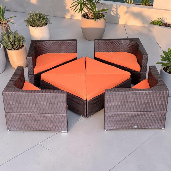 Outdoor Patio, Wicker Sectional Sofa Set with Cushions, 8 Piece Modular Seating