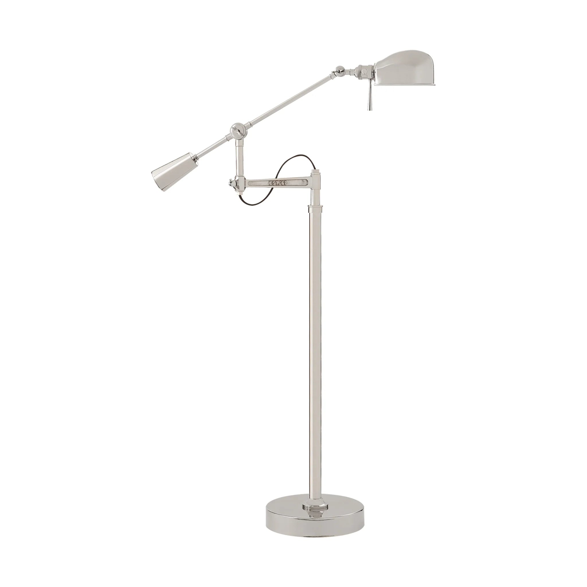 Adjustable Boom Arm Floor Lamp in Polished Nickel