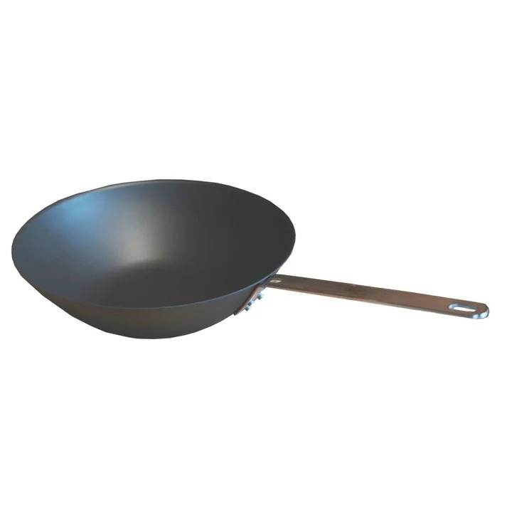 Carbon Steel Wok Pan with Lid for Kitchen Cooking, 13 Inch